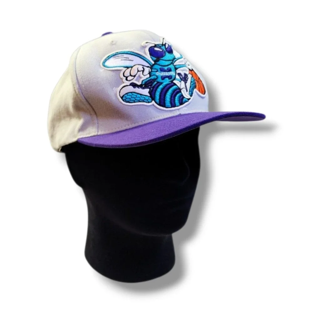 Mitchell & Ness NBA Charlotte Hornets 2 Tone Snapback Hat Cap 100% Wool